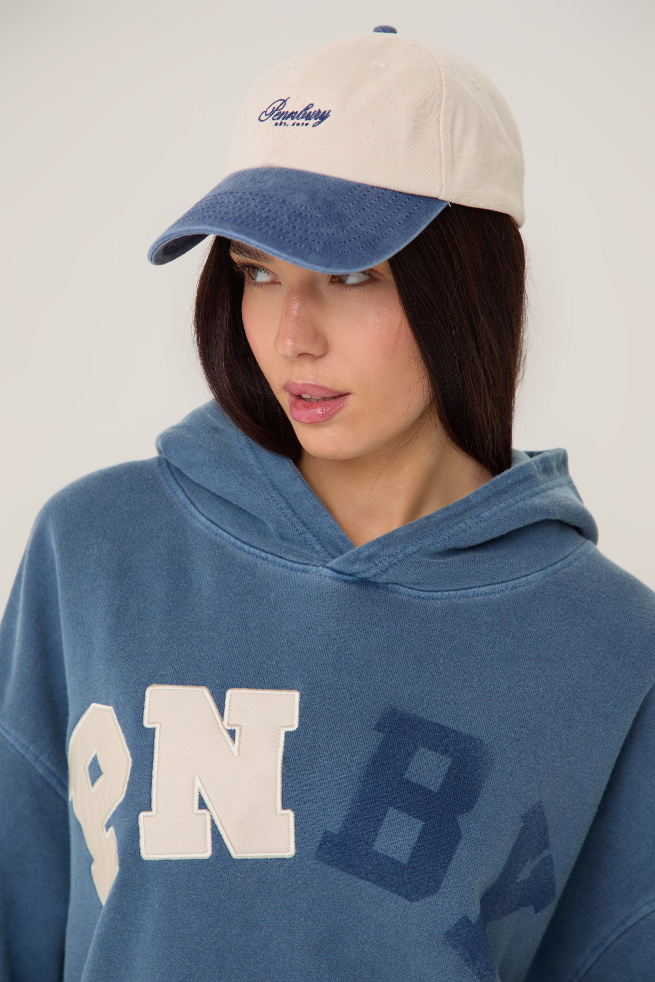 Pennbury Embroidered Cap - Oat & Blue