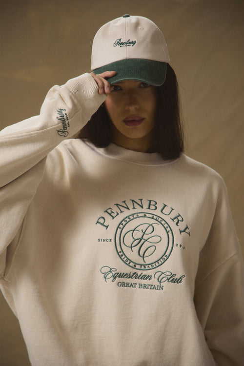 Pennbury Embroidered Cap - Oat & Green