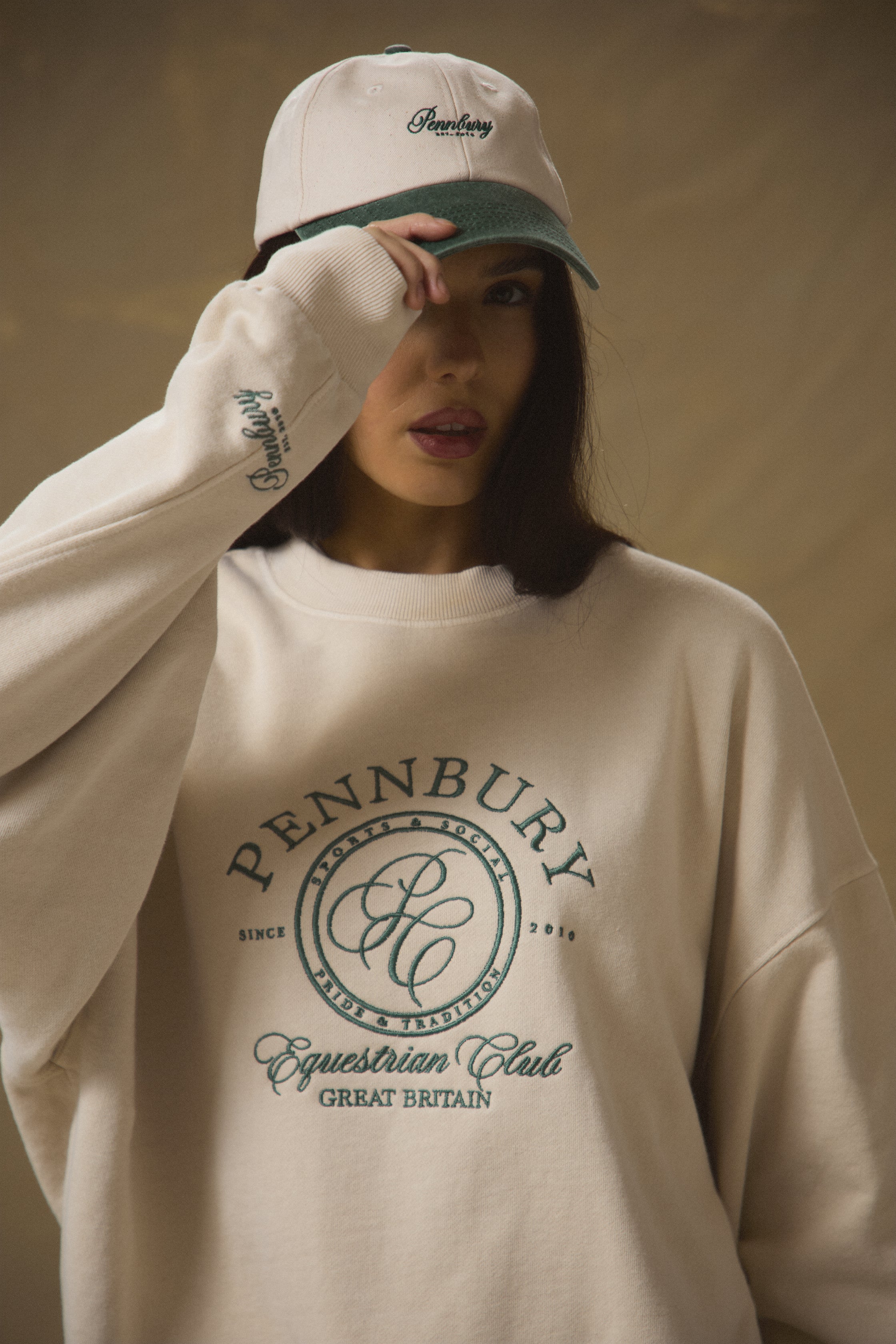 Pennbury Embroidered Cap - Oat & Green